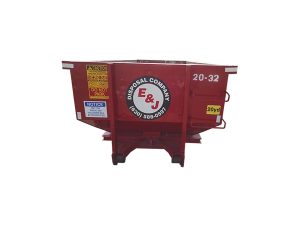 Front view of red 20 yard dumpster rental